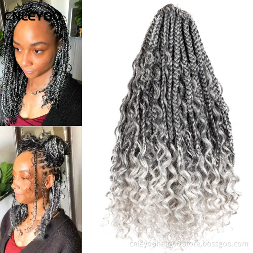 12 inch Grey Bohemian Box Braid Crochet Hair Short BOHO GoddessCrochet Box Braiding Hair Extension